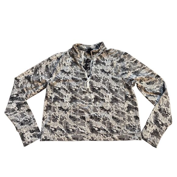 Spyder Active Woman's Half Zip Long Sleeve Knit Top Sz L Black White Gray - Picture 1 of 10